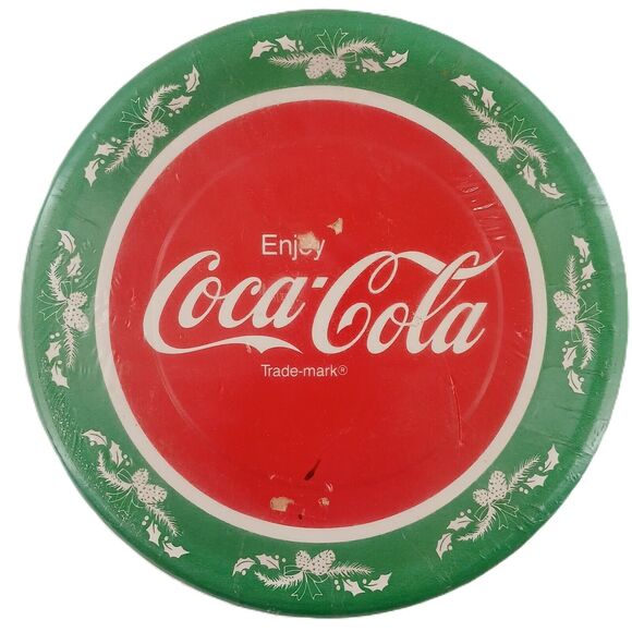 Vintage 1993 Coca Cola Santa Napkins & Plastic Coated Paper Plates NOS Xmas - Picture 5 of 8
